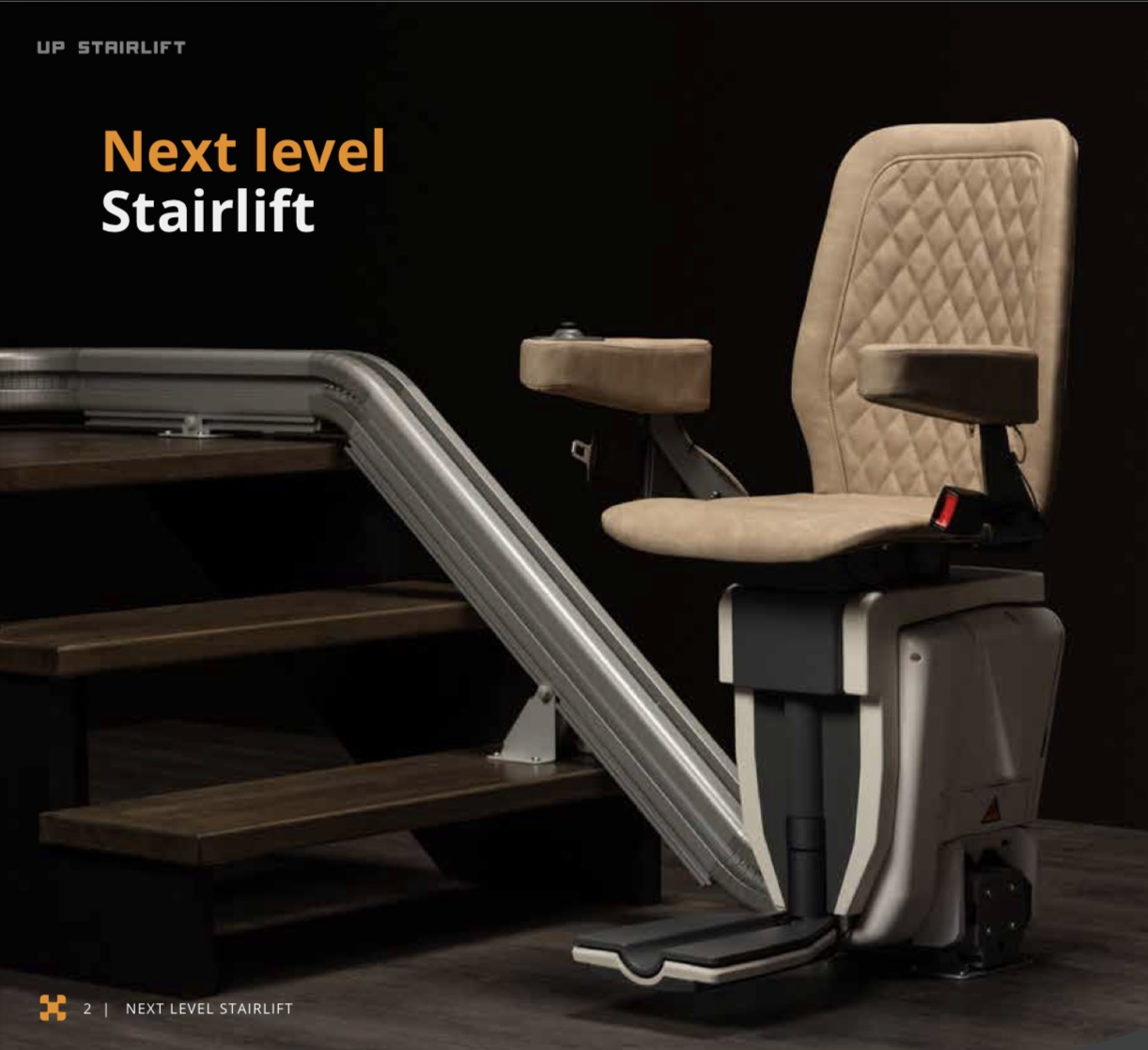 Megújult UP lépcsőlift bézs színben